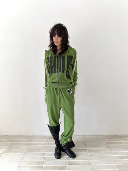 FULLTIDE Loose Colorblock Zip Hooded Streetwear Women Viscose Blend Hoodies