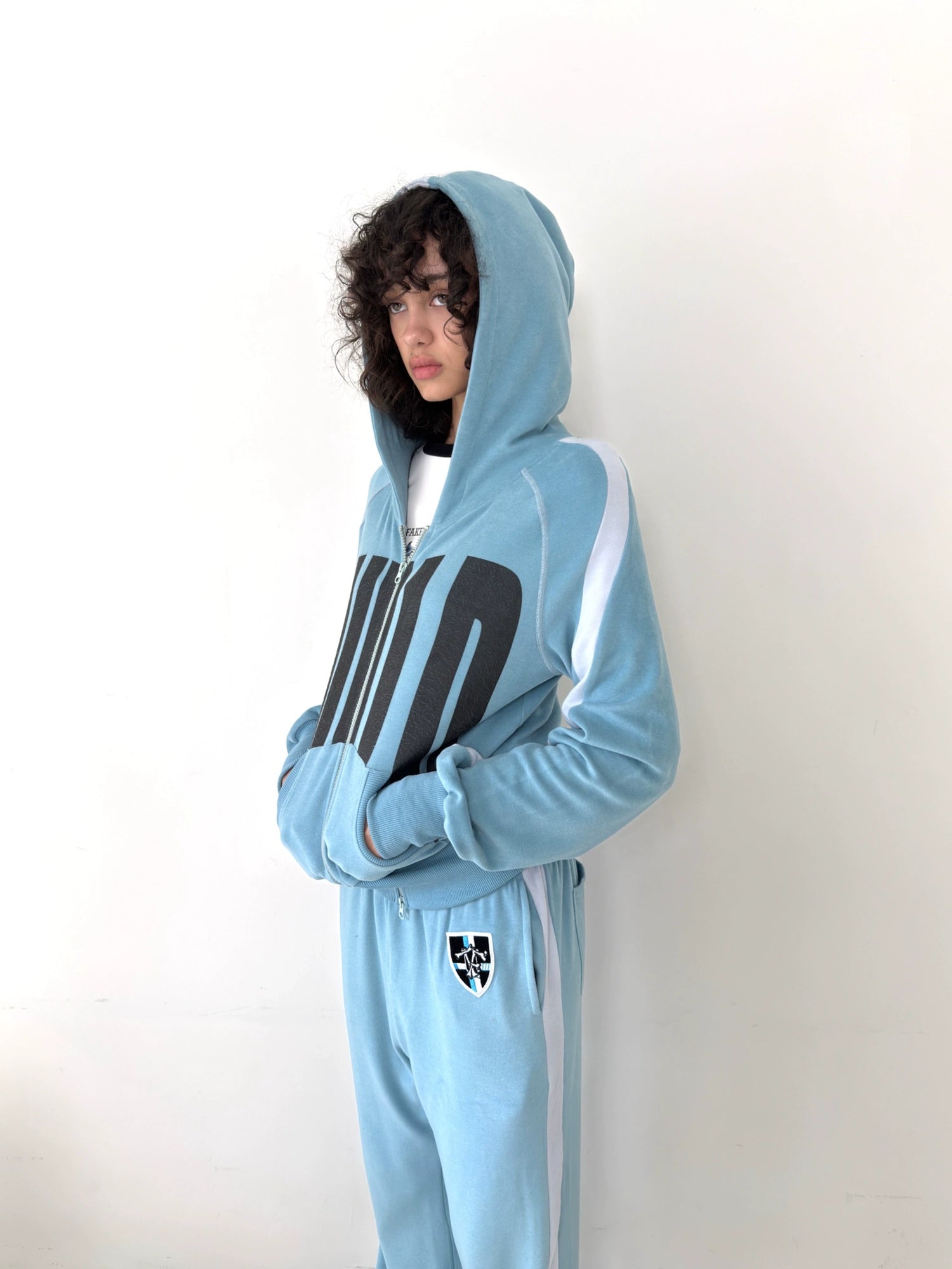 FULLTIDE Loose Colorblock Zip Hooded Streetwear Women Viscose Blend Hoodies