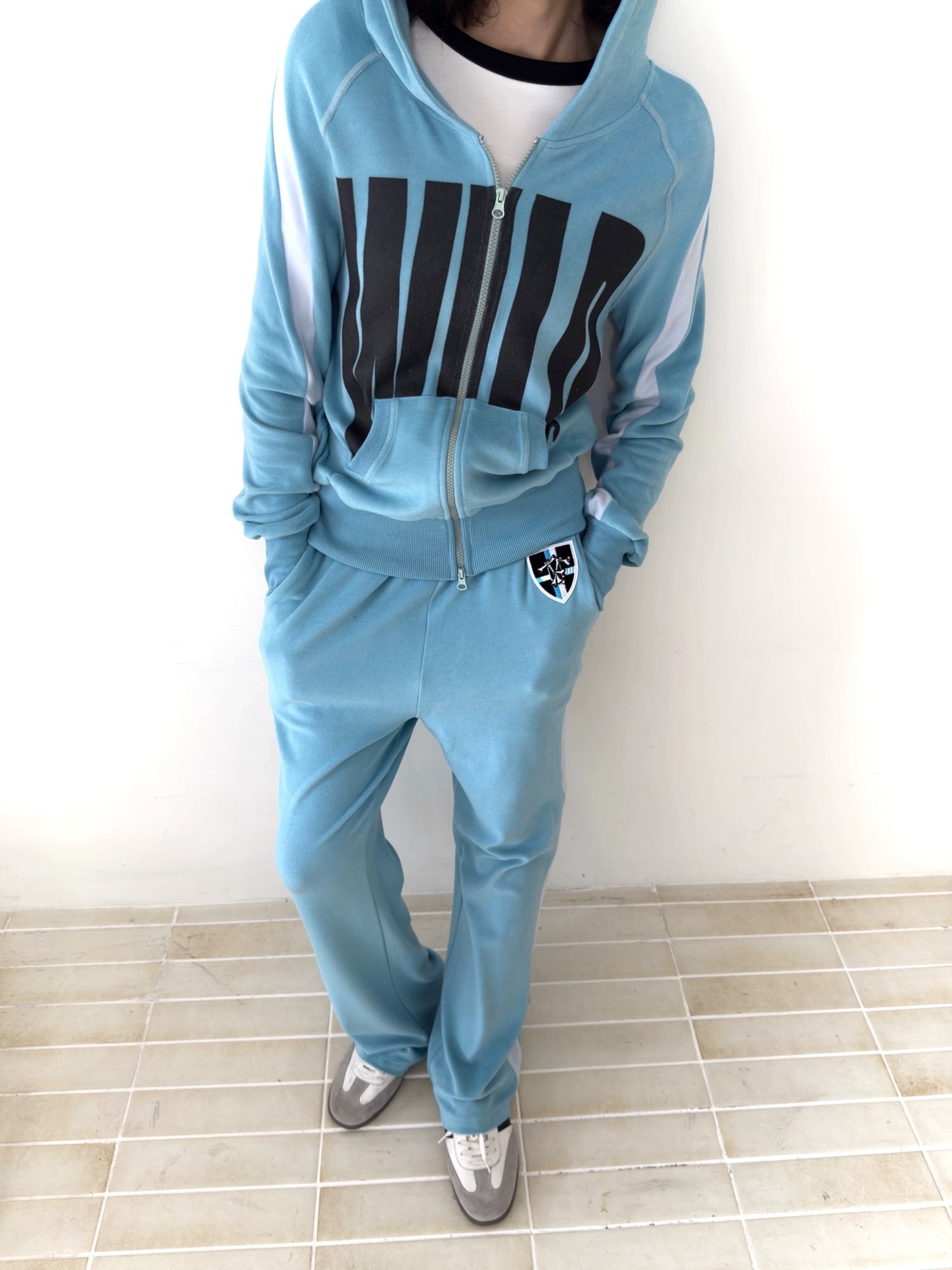 FULLTIDE Loose Colorblock Zip Hooded Streetwear Women Viscose Blend Hoodies