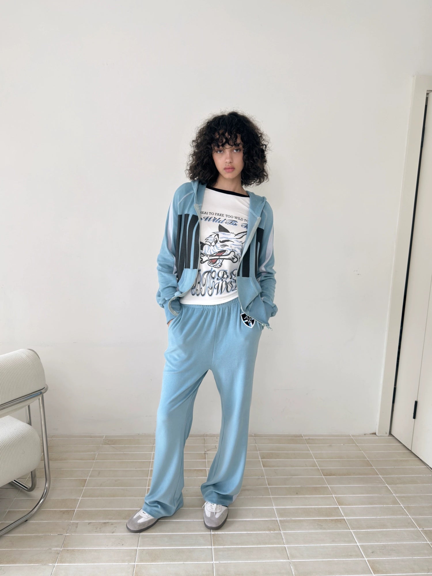 FULLTIDE Loose Colorblock Zip Hooded Streetwear Women Viscose Blend Hoodies