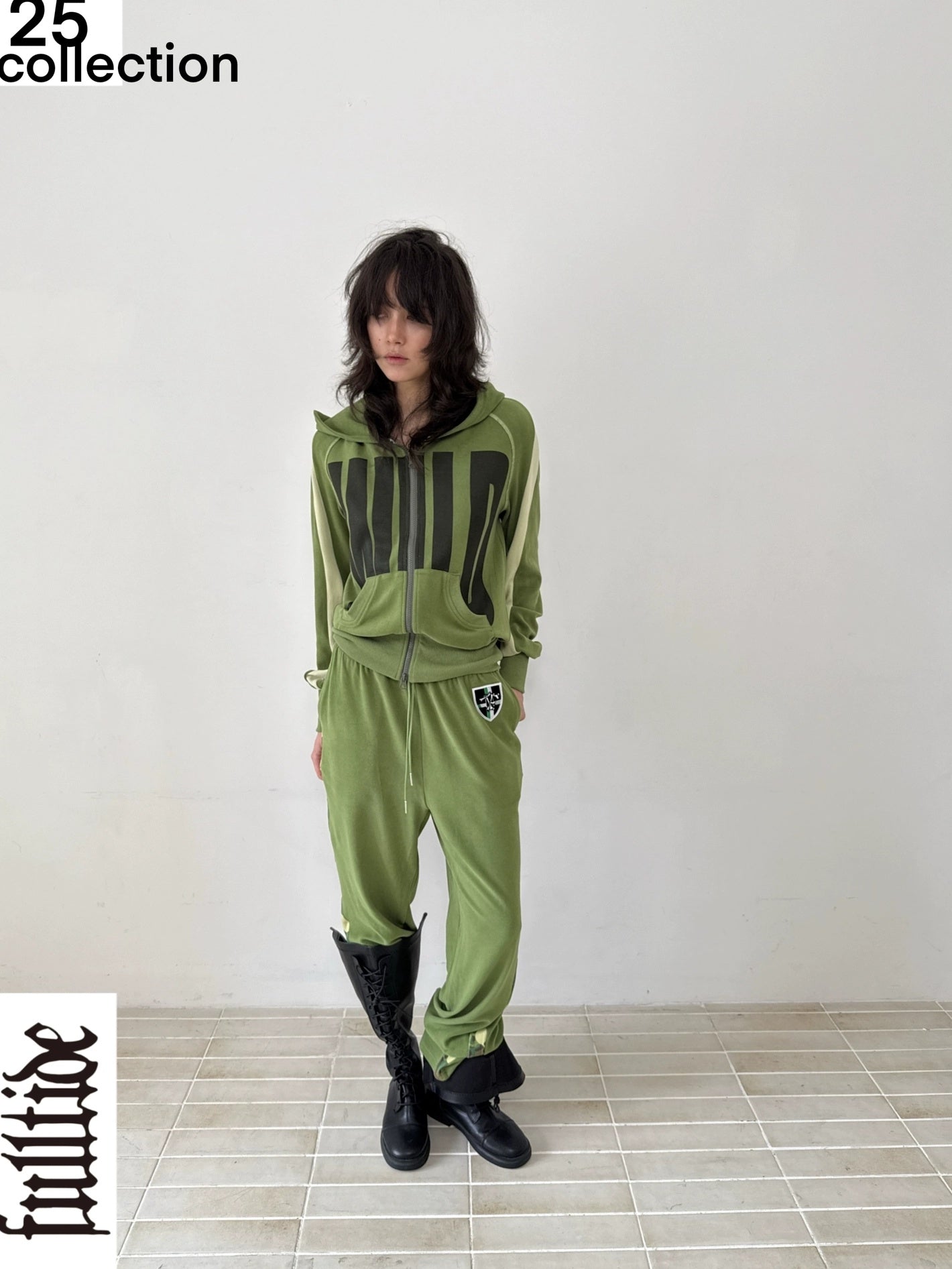 FULLTIDE Loose Colorblock Zip Hooded Streetwear Women Viscose Blend Hoodies