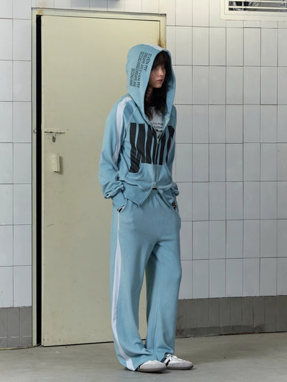 FULLTIDE Loose Colorblock Zip Hooded Streetwear Women Viscose Blend Hoodies