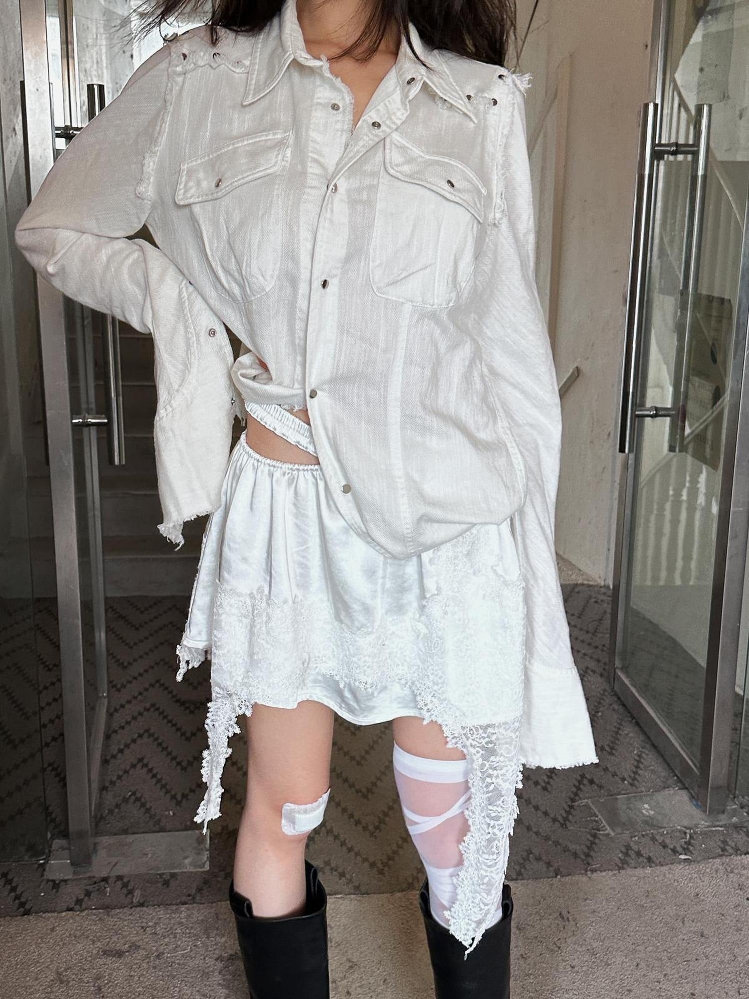 FULLTIDE Low Waist Patchwork Street Style Women Triacetate Fabric Mini Skirt