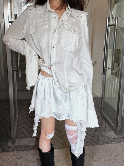 FULLTIDE Low Waist Patchwork Street Style Women Triacetate Fabric Mini Skirt