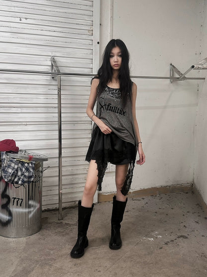 FULLTIDE Low Waist Patchwork Street Style Women Triacetate Fabric Mini Skirt