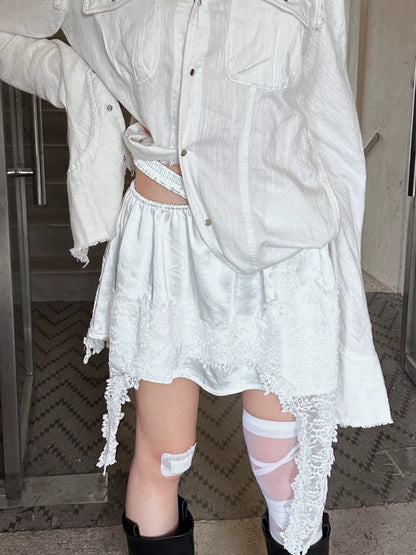 FULLTIDE Low Waist Patchwork Street Style Women Triacetate Fabric Mini Skirt