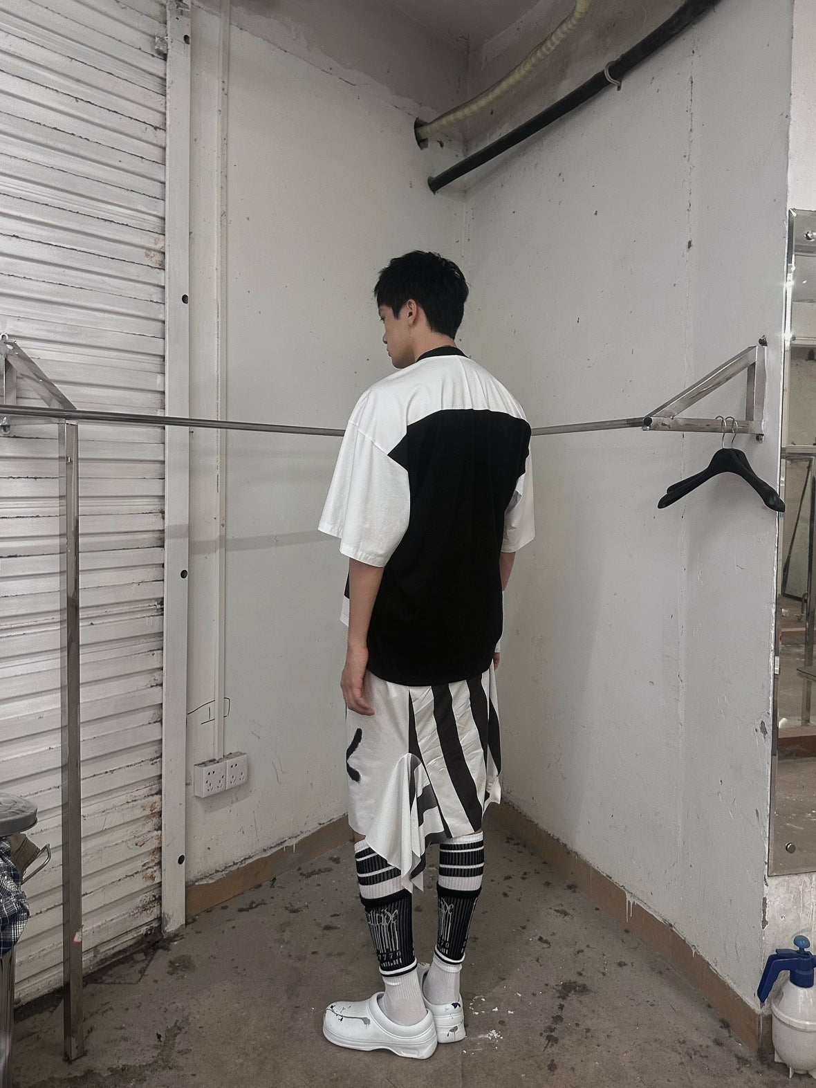 FULLTIDE Luminous Black White Casual Crew Neck Midlength Women 100 Percent Cotton T-Shirt