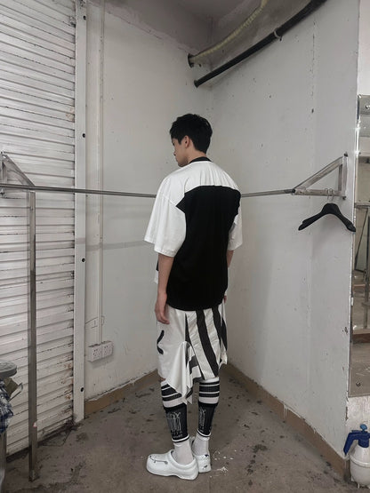 FULLTIDE Luminous Black White Casual Crew Neck Midlength Women 100 Percent Cotton T-Shirt