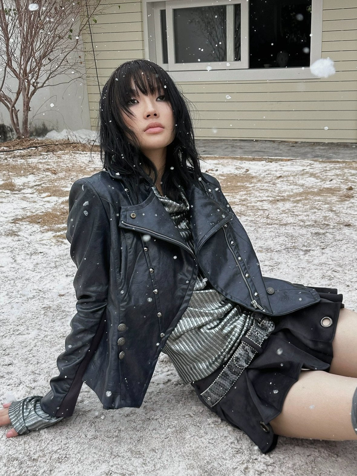 FULLTIDE Metallic Stretch Cool Style Cowl Neck Long Sleeve Slim Fit Women T-Shirt