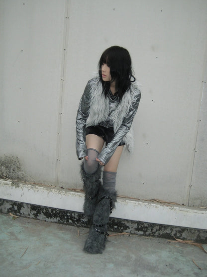 FULLTIDE Metallic Stretch Cool Style Cowl Neck Long Sleeve Slim Fit Women T-Shirt