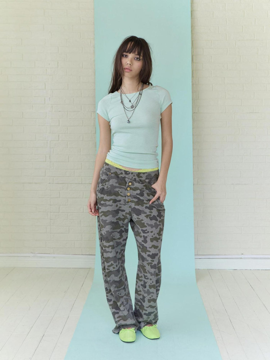 FULLTIDE Mint Distressed Super Soft Slim Fit Women&