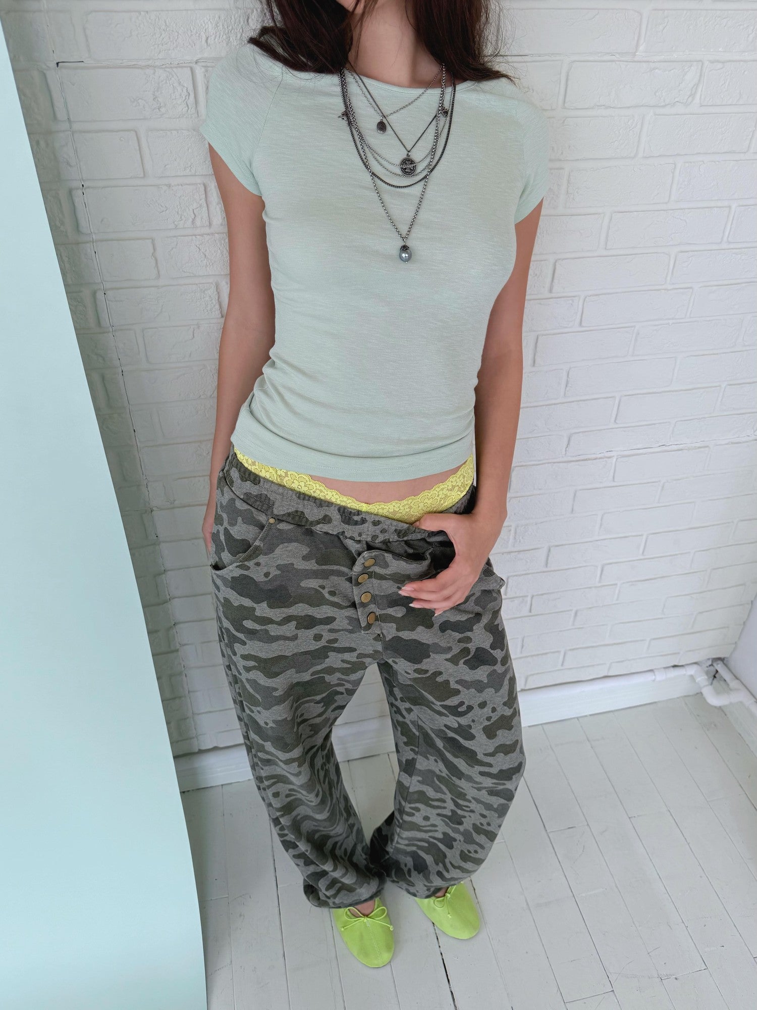 FULLTIDE Mint Distressed Super Soft Slim Fit Women&
