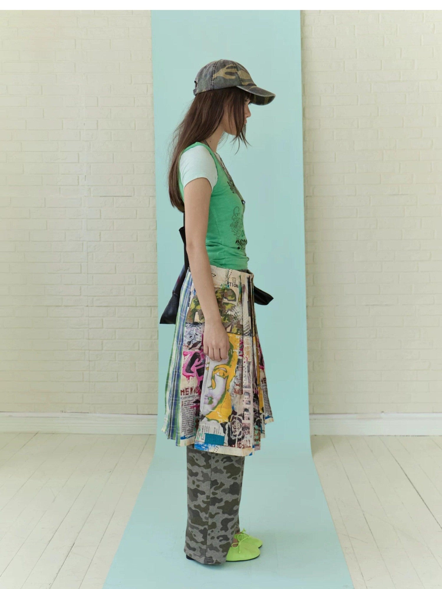 FULLTIDE Mint Graffiti Deconstructed Topstitch A Line Women&