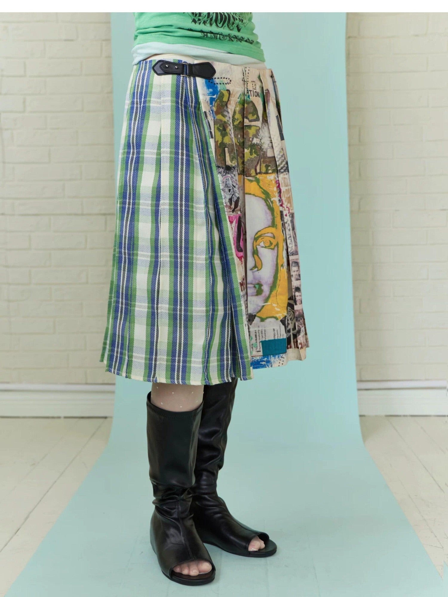 FULLTIDE Mint Graffiti Deconstructed Topstitch A Line Women&