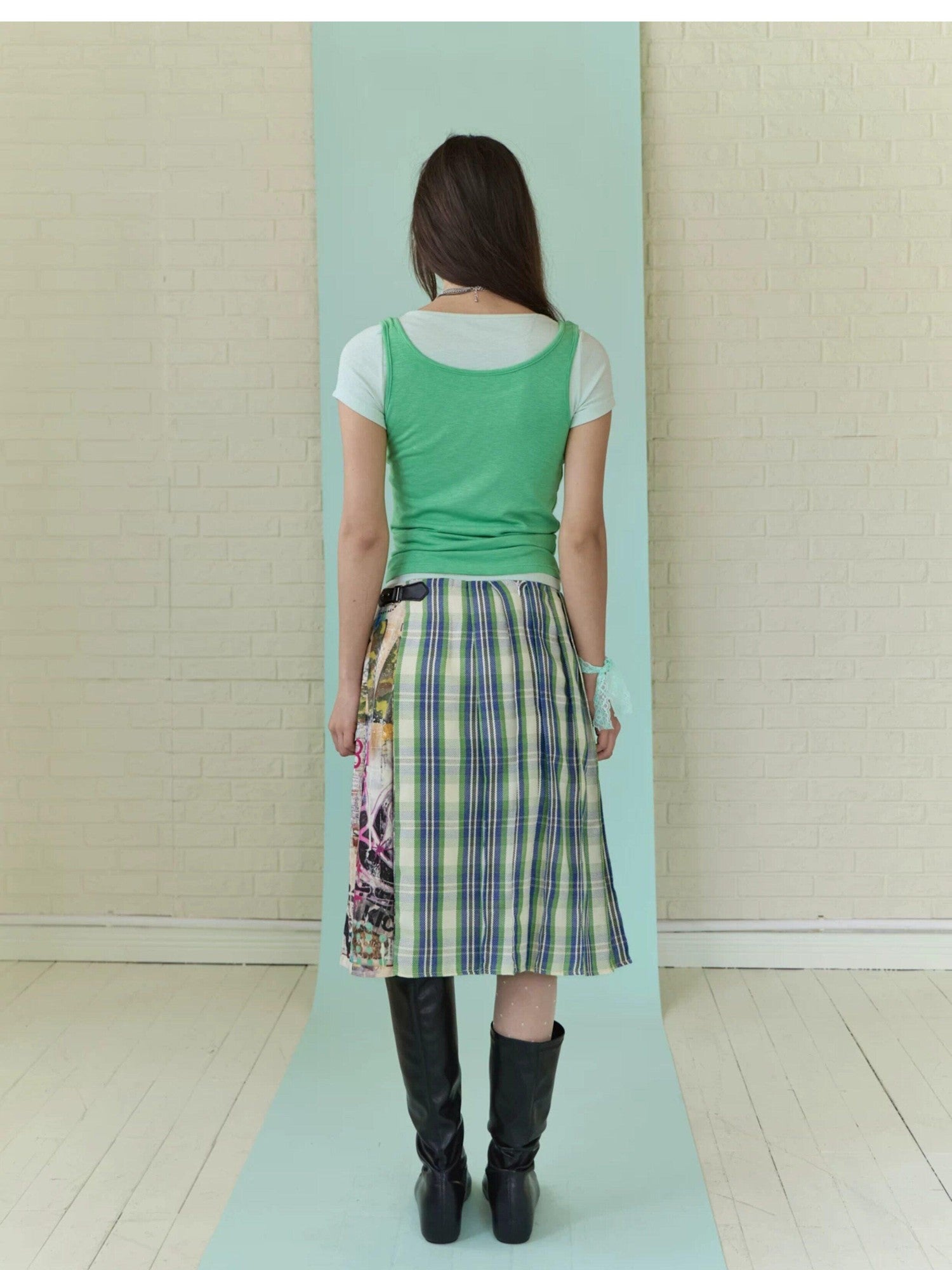 FULLTIDE Mint Graffiti Deconstructed Topstitch A Line Women&