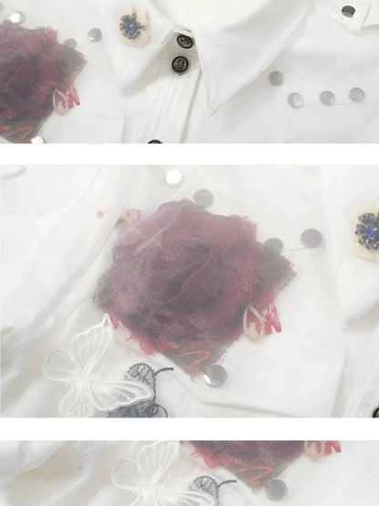 FULLTIDE Original Design Cotton Blend Polo Collar Short Sleeve Women Off White Shirt