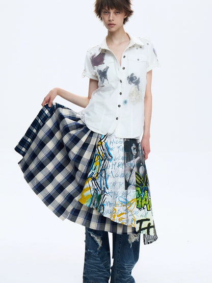 FULLTIDE Original Design Cotton Blend Polo Collar Short Sleeve Women Off White Shirt