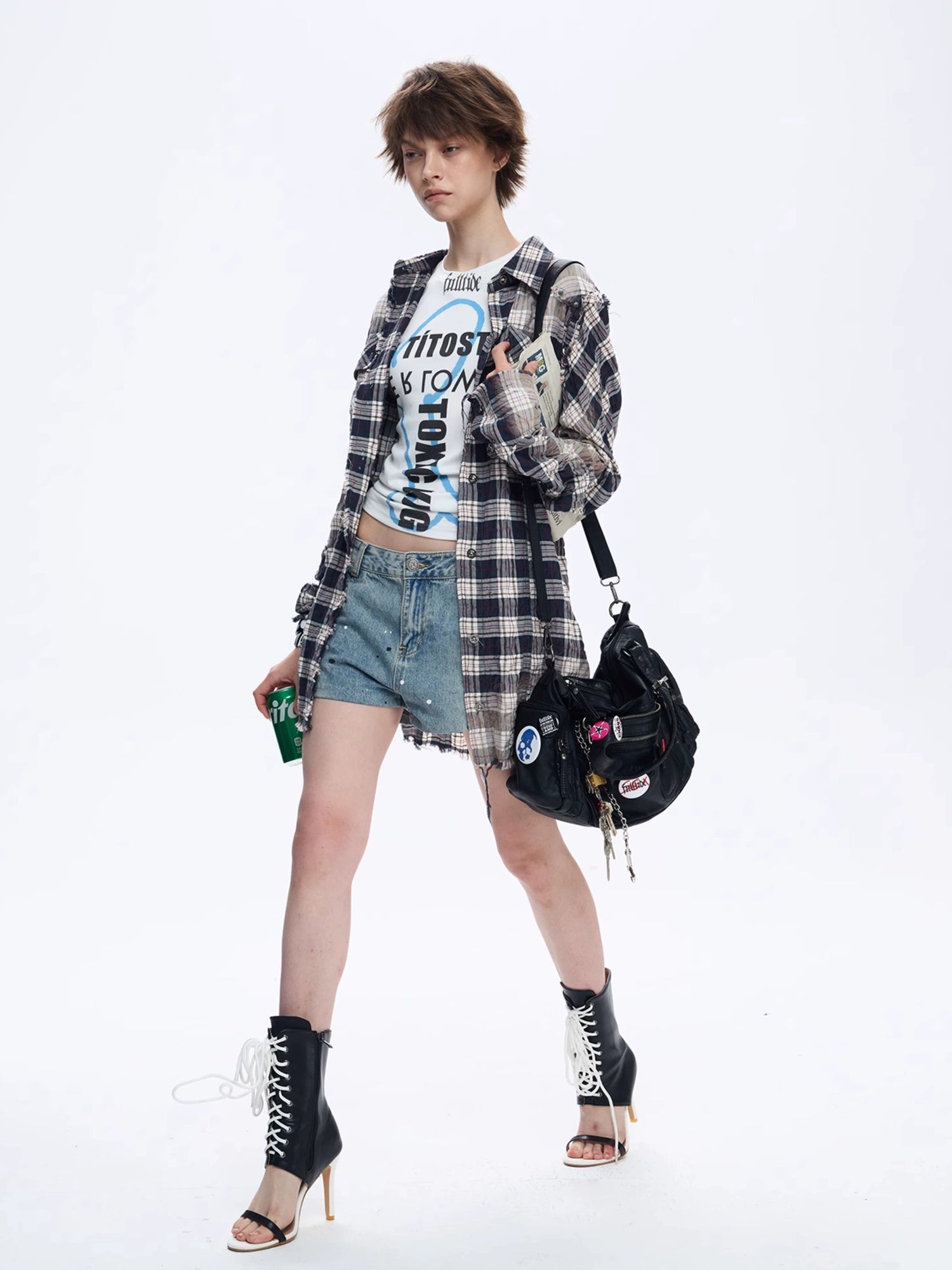 FULLTIDE Original Relaxed Fit Plaid Button Front Long Sleeve Women 100% Cotton Shirt