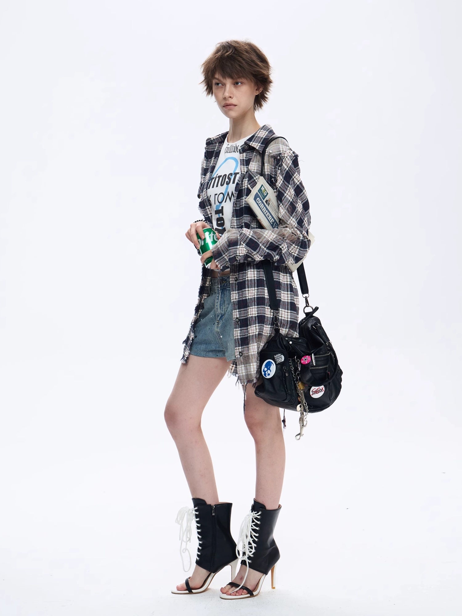 FULLTIDE Original Relaxed Fit Plaid Button Front Long Sleeve Women 100% Cotton Shirt