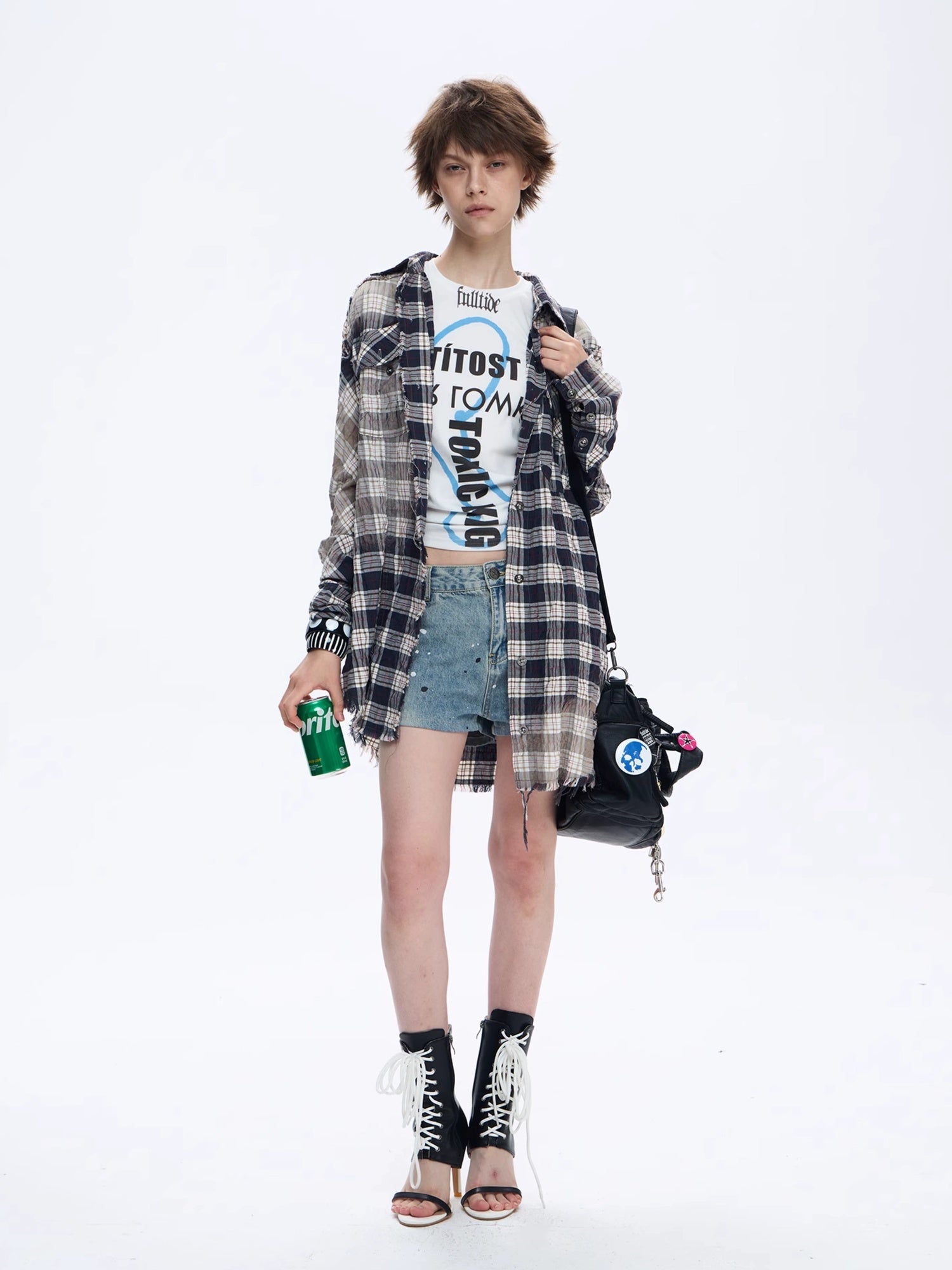 FULLTIDE Original Relaxed Fit Plaid Button Front Long Sleeve Women 100% Cotton Shirt