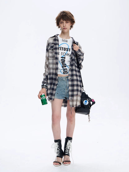 FULLTIDE Original Relaxed Fit Plaid Button Front Long Sleeve Women 100% Cotton Shirt