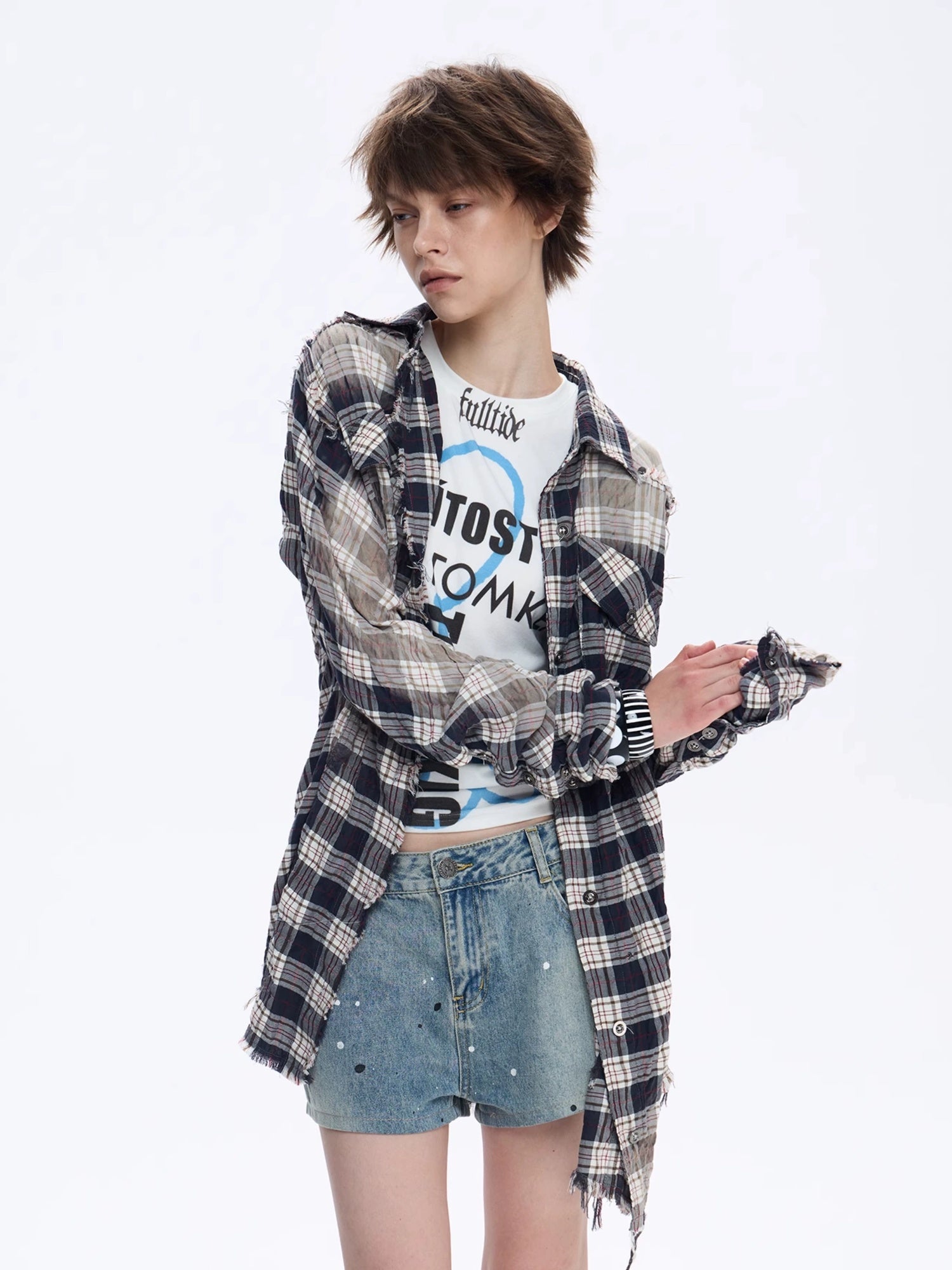 FULLTIDE Original Relaxed Fit Plaid Button Front Long Sleeve Women 100% Cotton Shirt