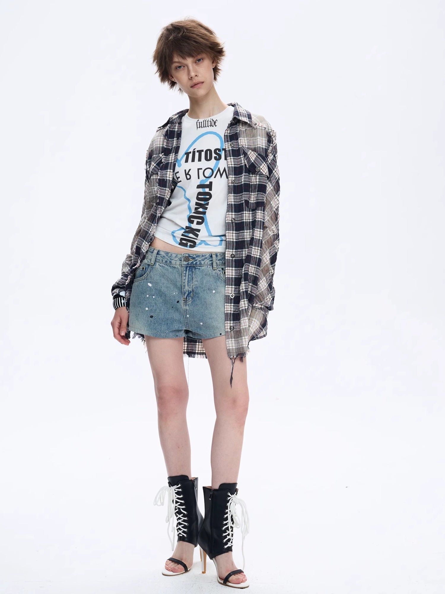 FULLTIDE Original Relaxed Fit Plaid Button Front Long Sleeve Women 100% Cotton Shirt