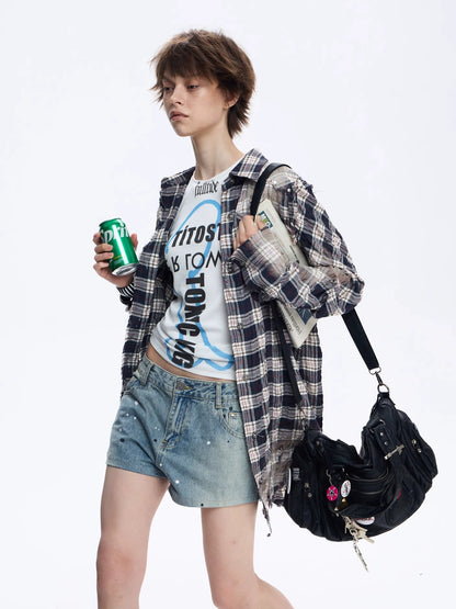 FULLTIDE Original Relaxed Fit Plaid Button Front Long Sleeve Women 100% Cotton Shirt