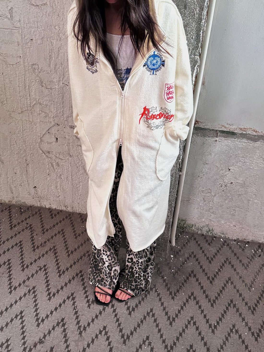 FULLTIDE Oversized Cotton Hooded Longline Loose Fit Long Sleeve Women Solid Coat