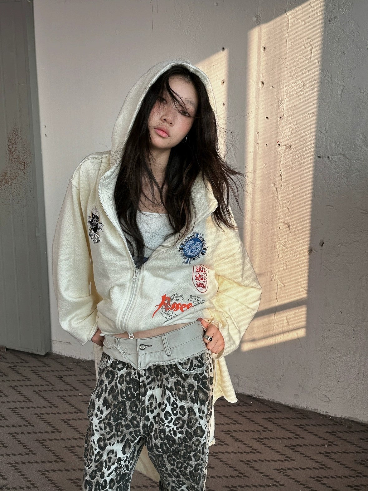 FULLTIDE Oversized Cotton Hooded Longline Loose Fit Long Sleeve Women Solid Coat