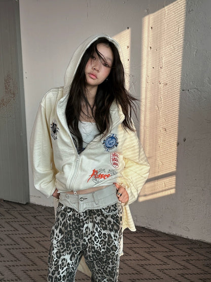 FULLTIDE Oversized Cotton Hooded Longline Loose Fit Long Sleeve Women Solid Coat