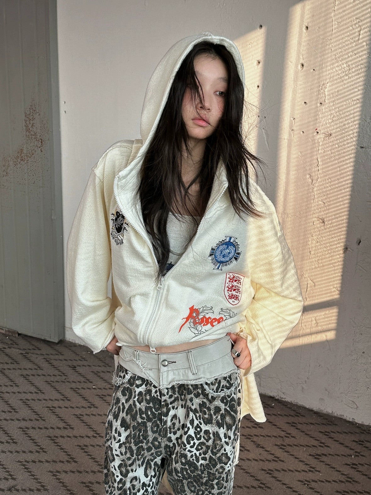 FULLTIDE Oversized Cotton Hooded Longline Loose Fit Long Sleeve Women Solid Coat