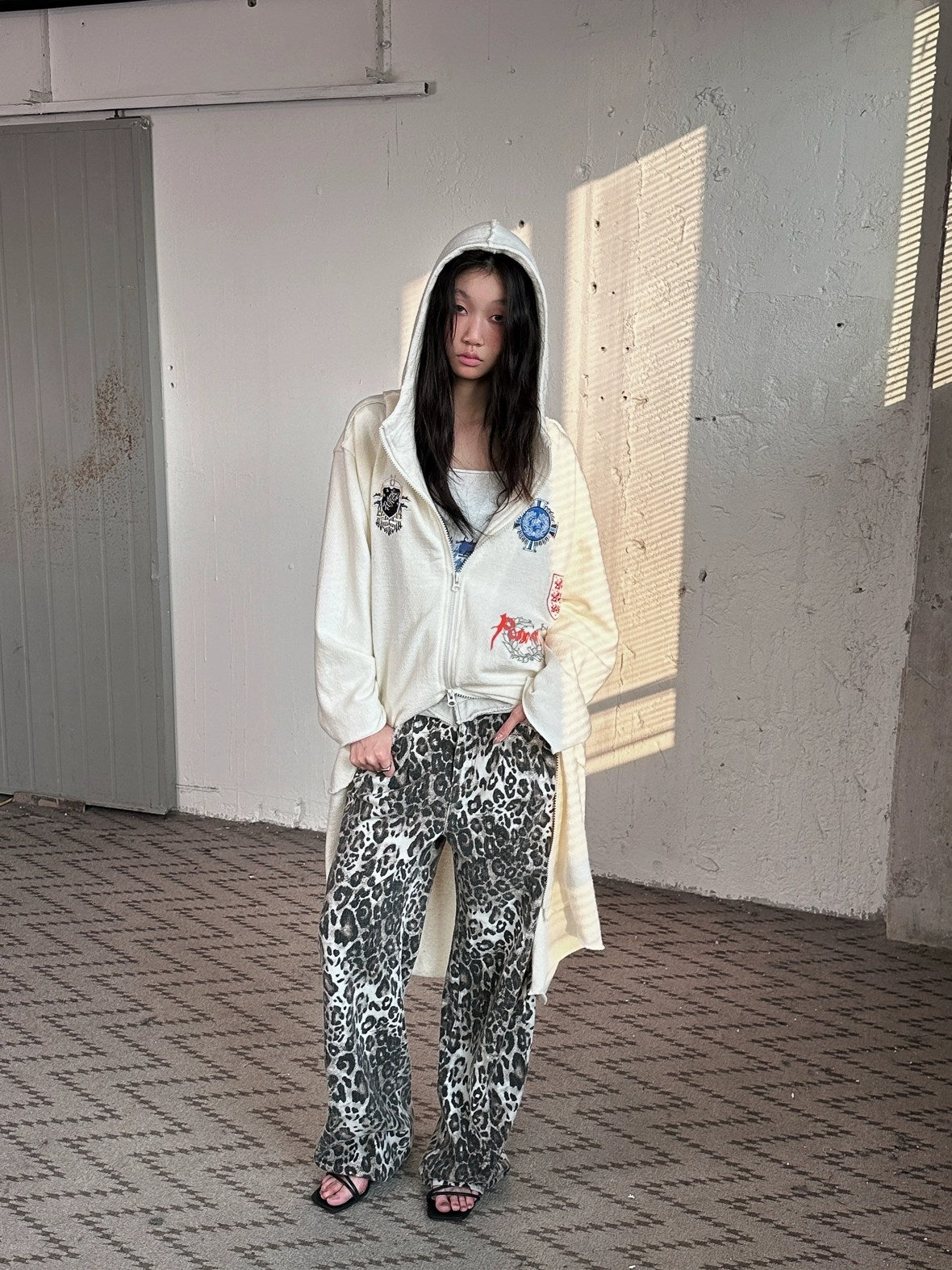 FULLTIDE Oversized Cotton Hooded Longline Loose Fit Long Sleeve Women Solid Coat