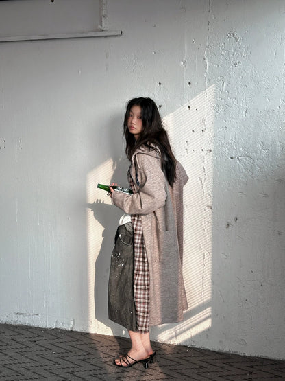 FULLTIDE Oversized Cotton Hooded Longline Loose Fit Long Sleeve Women Solid Coat