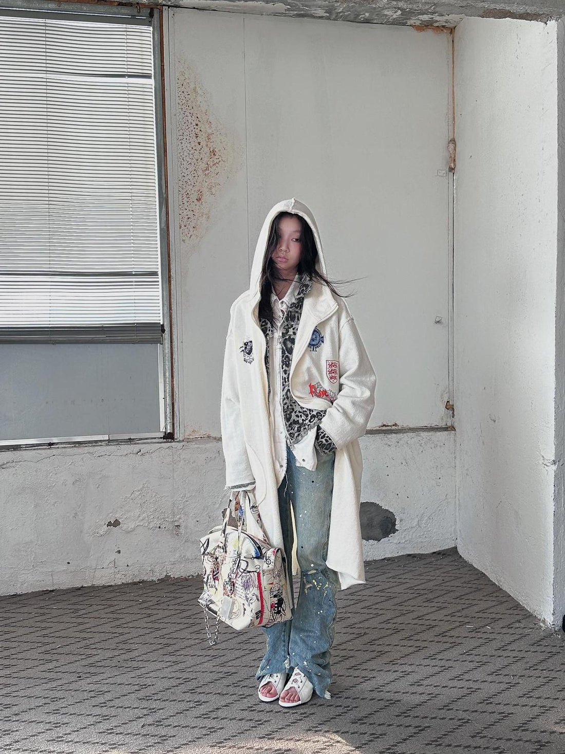 FULLTIDE Oversized Cotton Hooded Longline Loose Fit Long Sleeve Women Solid Coat
