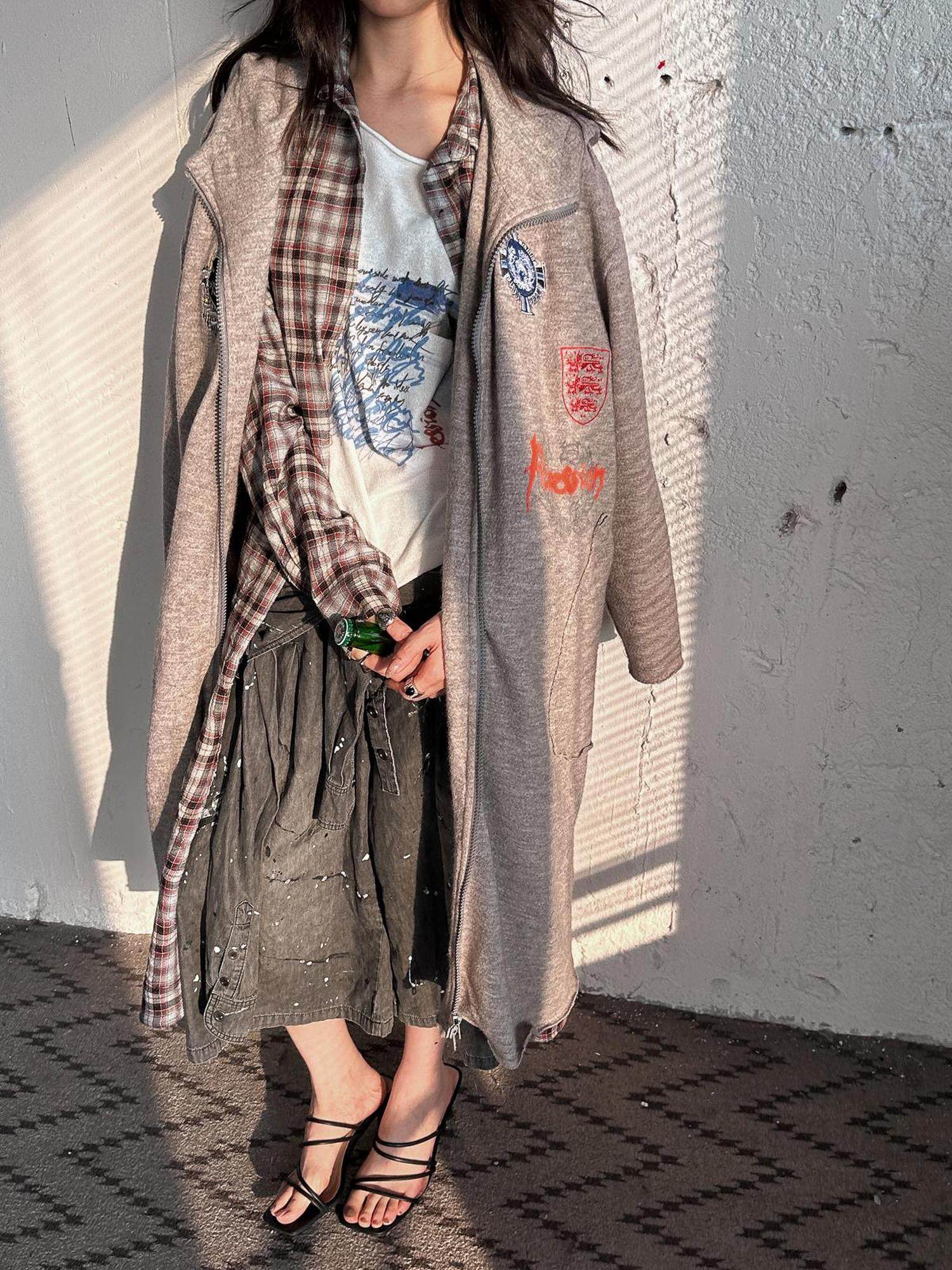 FULLTIDE Oversized Cotton Hooded Longline Loose Fit Long Sleeve Women Solid Coat