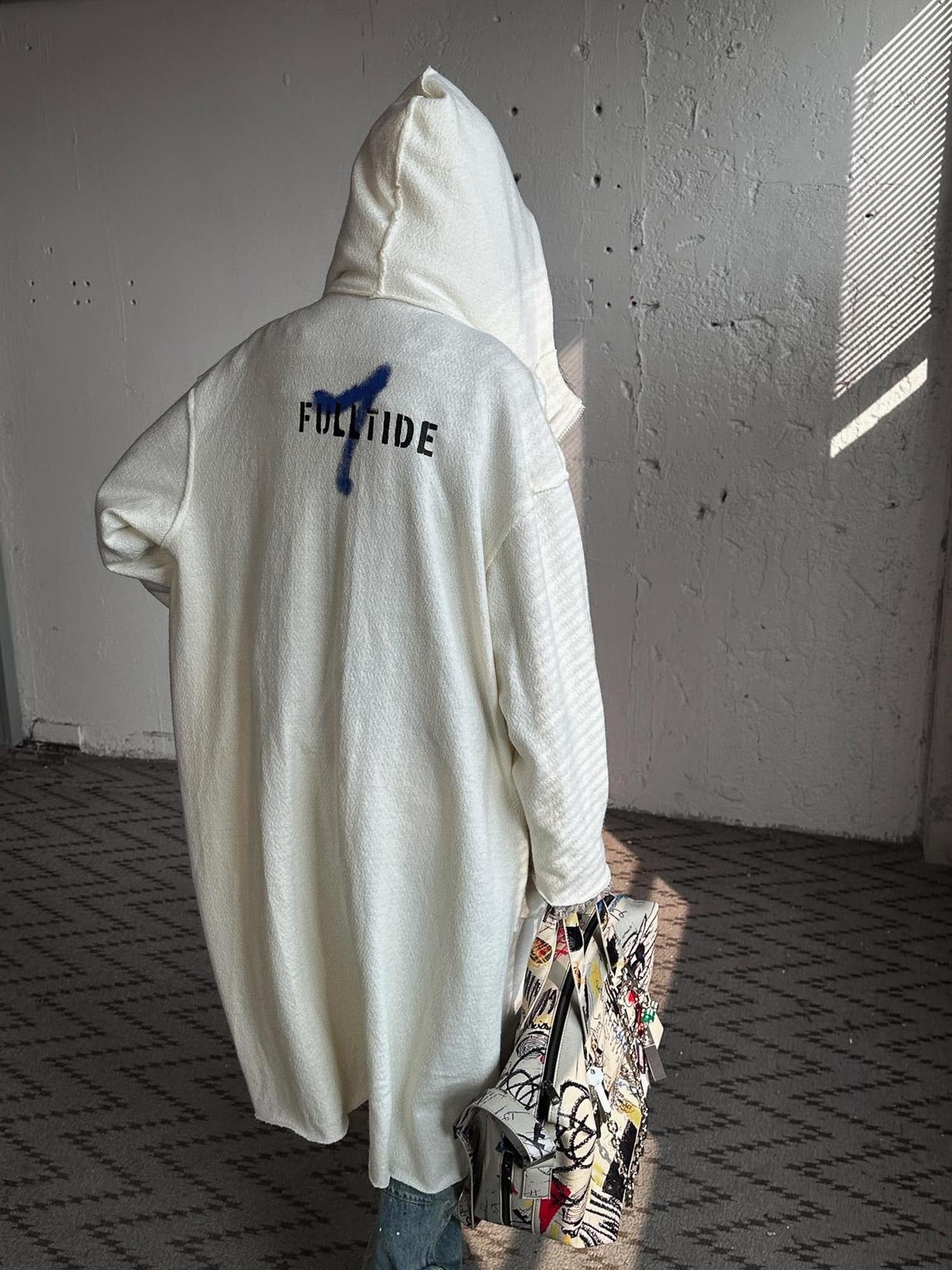 FULLTIDE Oversized Cotton Hooded Longline Loose Fit Long Sleeve Women Solid Coat