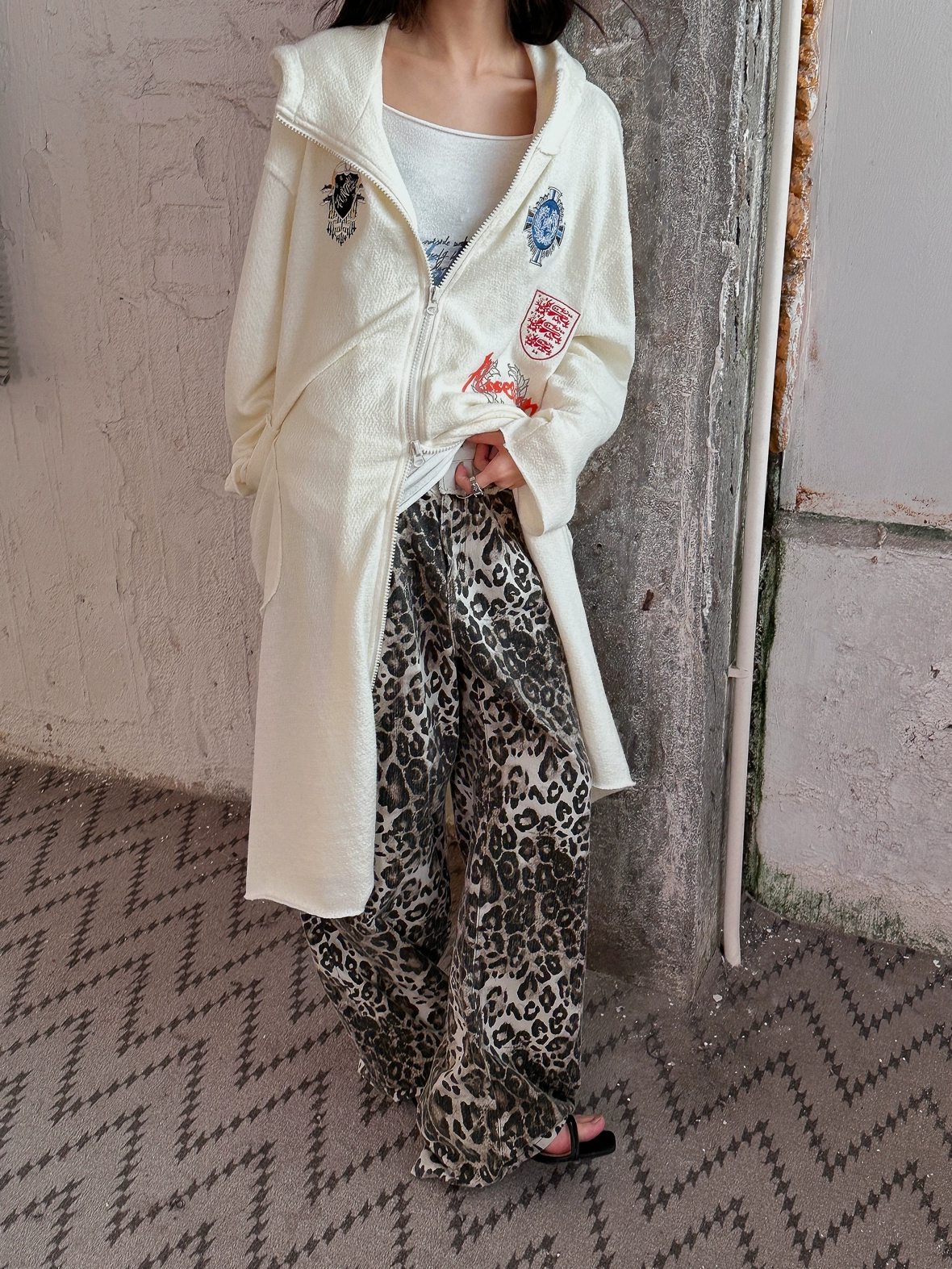 FULLTIDE Oversized Cotton Hooded Longline Loose Fit Long Sleeve Women Solid Coat