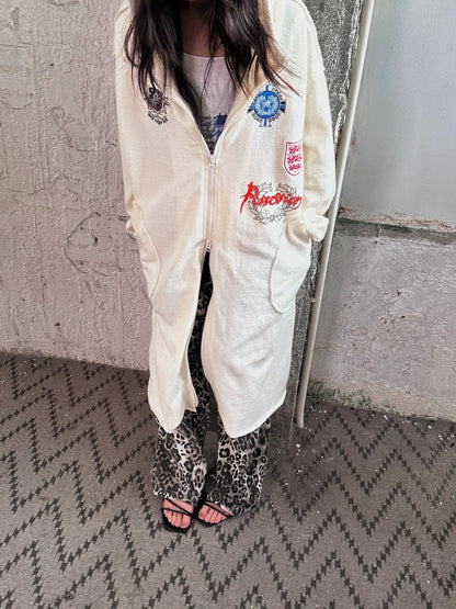 FULLTIDE Oversized Cotton Hooded Longline Loose Fit Long Sleeve Women Solid Coat