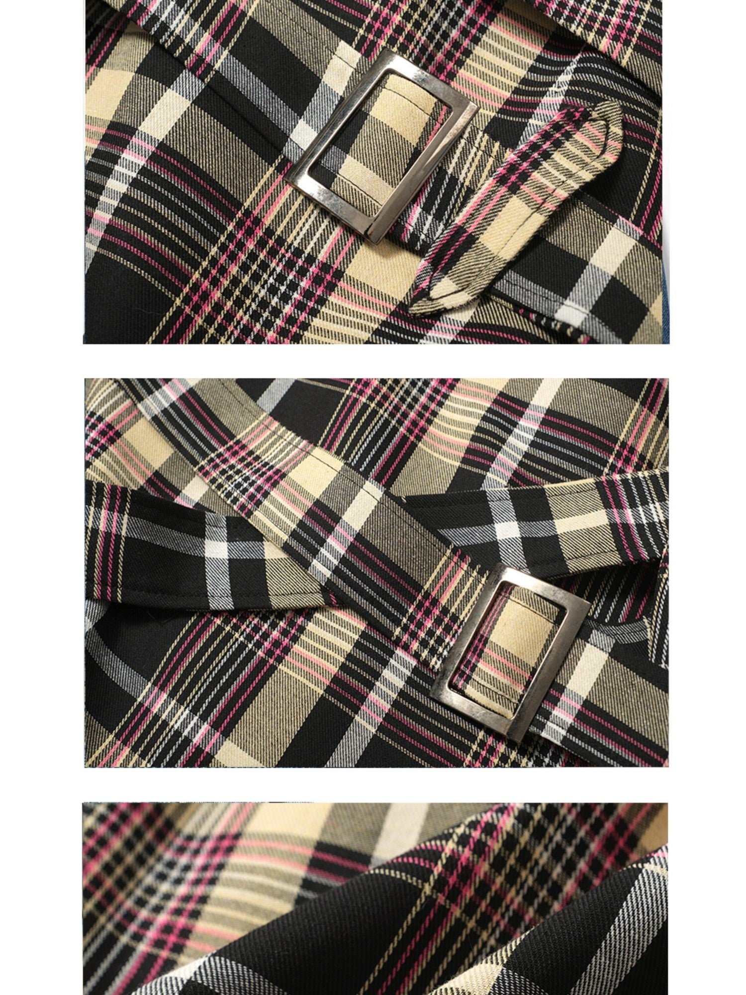 FULLTIDE Pink Deconstructed Plaid A Line Wrap Metal Lace Up Women&