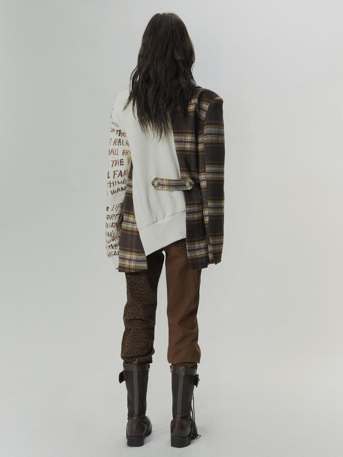 FULLTIDE Plaid Distressed Frayed Patchwork Printed Women&