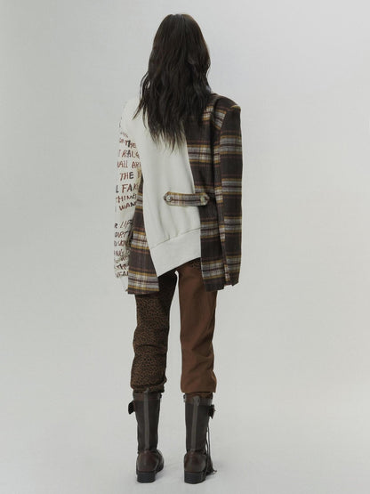 FULLTIDE Plaid Distressed Frayed Patchwork Printed Women&