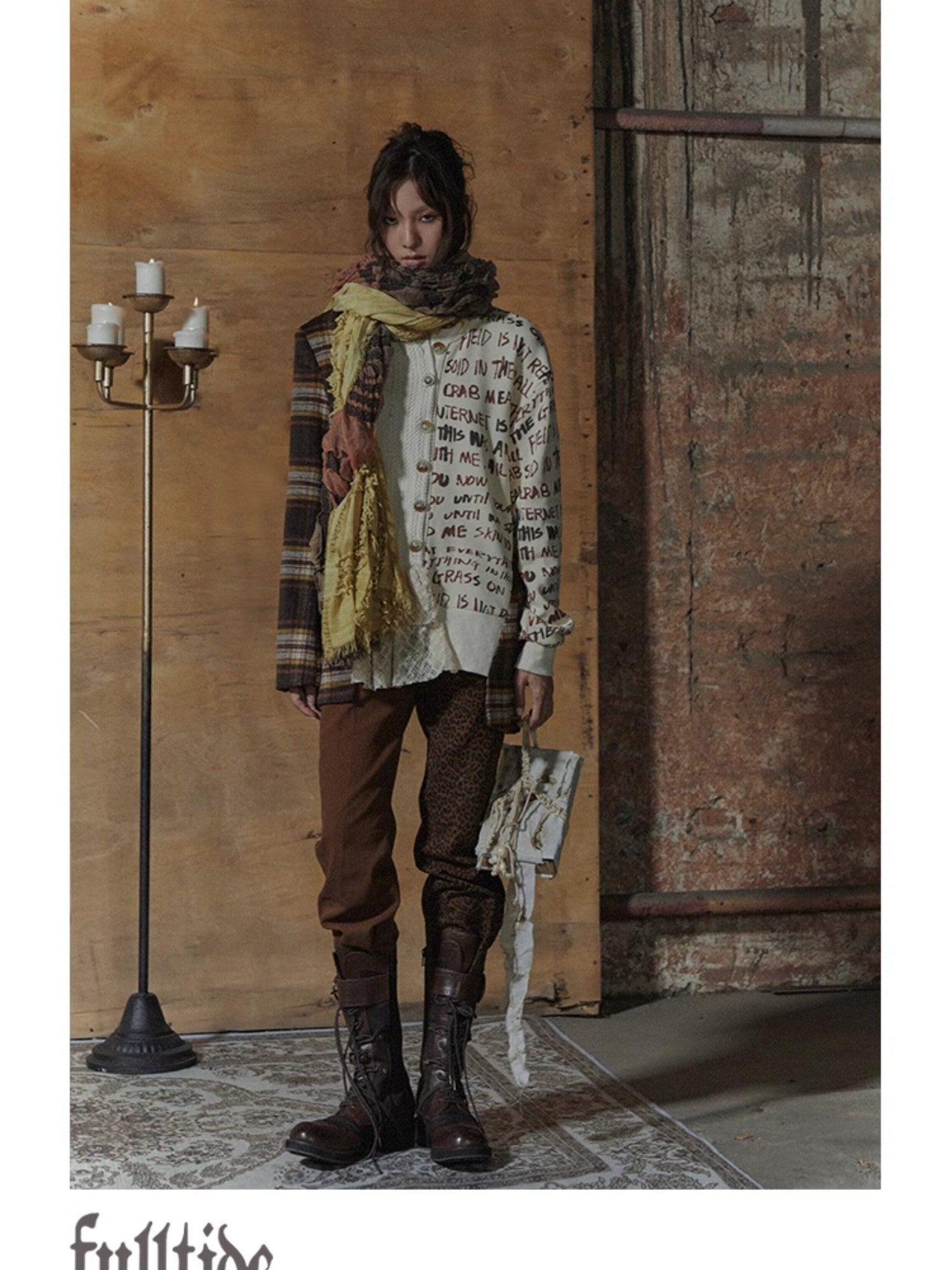FULLTIDE Plaid Distressed Frayed Patchwork Printed Women&