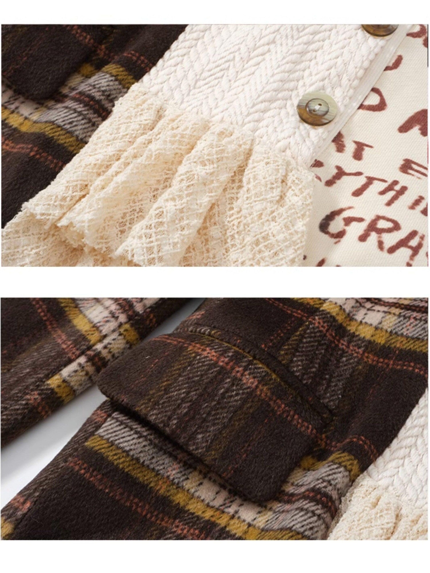 FULLTIDE Plaid Distressed Frayed Patchwork Printed Women&