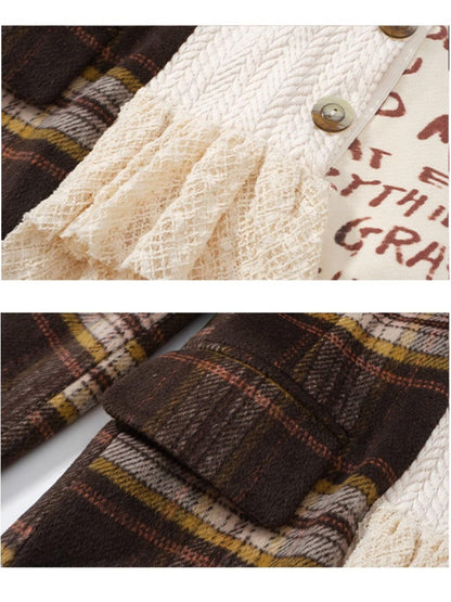 FULLTIDE Plaid Distressed Frayed Patchwork Printed Women&