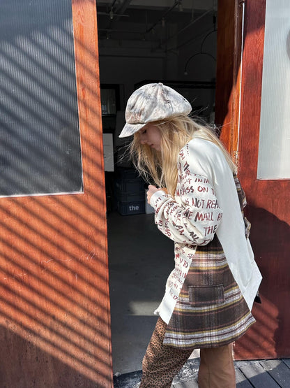 FULLTIDE Plaid Distressed Frayed Patchwork Printed Women&