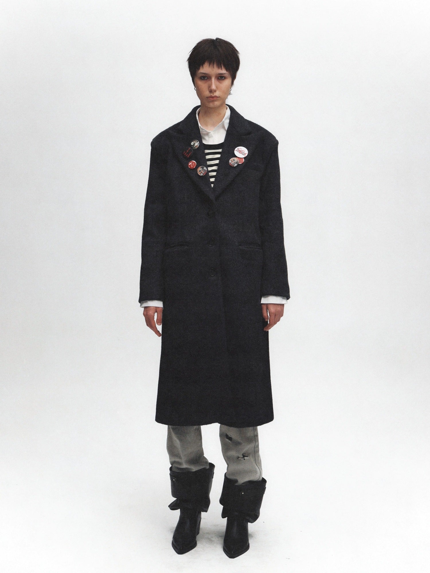 FULLTIDE Premium Wool Blend Hooded Straight Midlength Commuter Women Single Breasted Coat