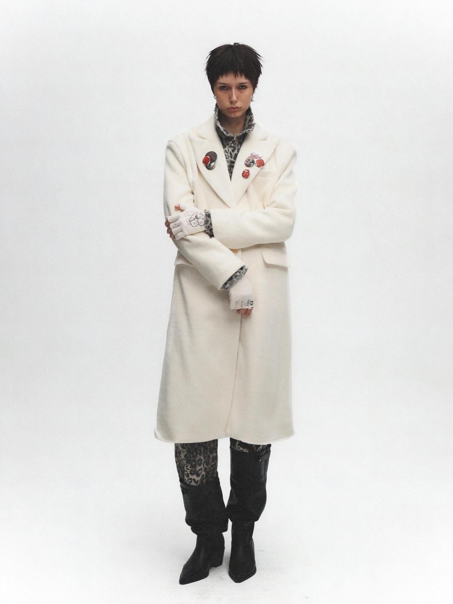 FULLTIDE Premium Wool Blend Hooded Straight Midlength Commuter Women Single Breasted Coat