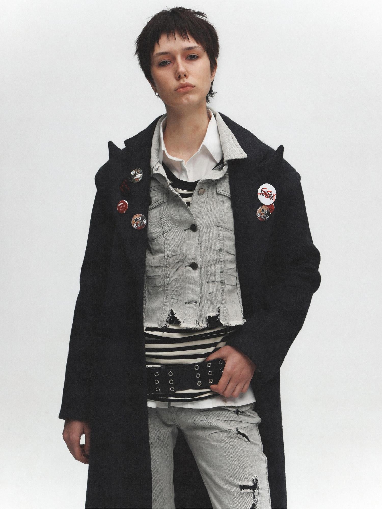 FULLTIDE Premium Wool Blend Hooded Straight Midlength Commuter Women Single Breasted Coat