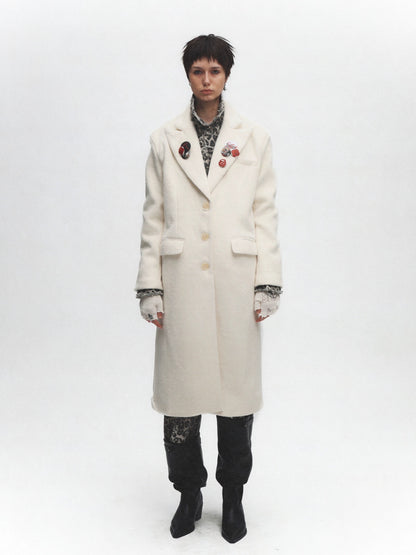 FULLTIDE Premium Wool Blend Hooded Straight Midlength Commuter Women Single Breasted Coat